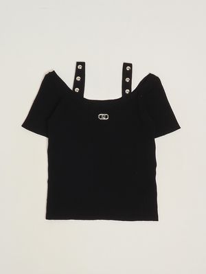 1. T-shirt en maille pour fille Noir