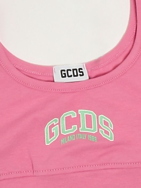 3. Mädchen-Top aus Stretch-Baumwolle Rosa-Grün GCDS c1gkqg544j336