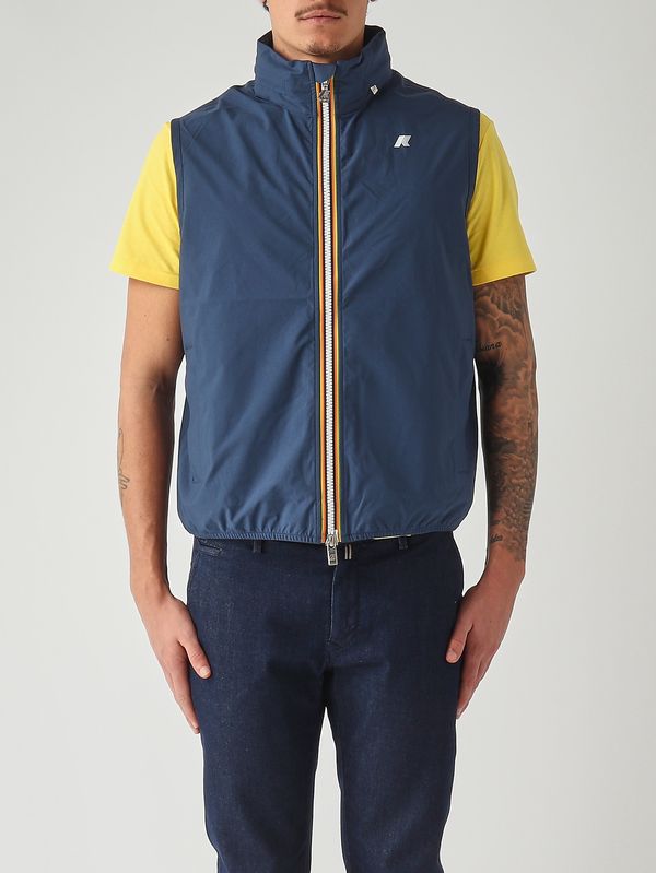 1. Men's Valene Stretch Dot gilet in stretch technical fabric Indigo Blue K-Way k5127sw