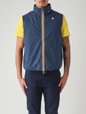 1. Men's Valene Stretch Dot gilet in stretch technical fabric Indigo Blue