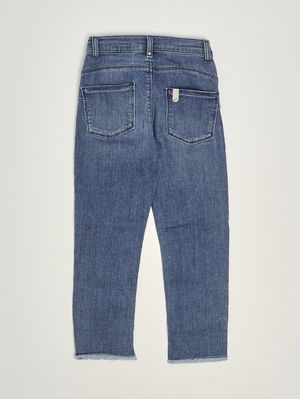2. Jeans de niña de algodón elástico. Vaquero azul