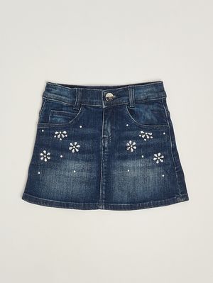 1. Mädchen-Jeansrock Blauer Denim