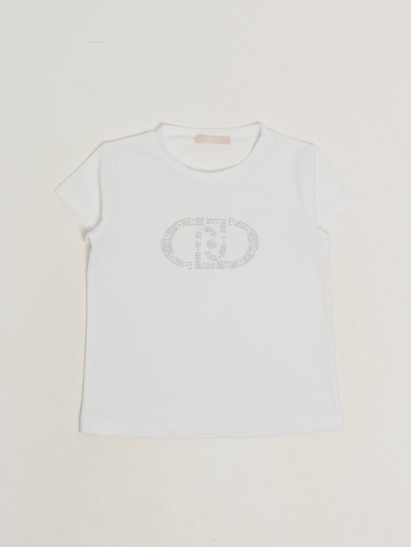 T-shirt fille en coton stretch Blanc Liu Jo