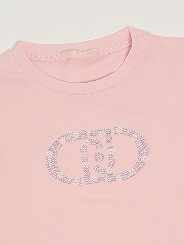 3. Mädchen-T-Shirt aus Stretch-Baumwolle Hellrosa Liu Jo ka6017js003