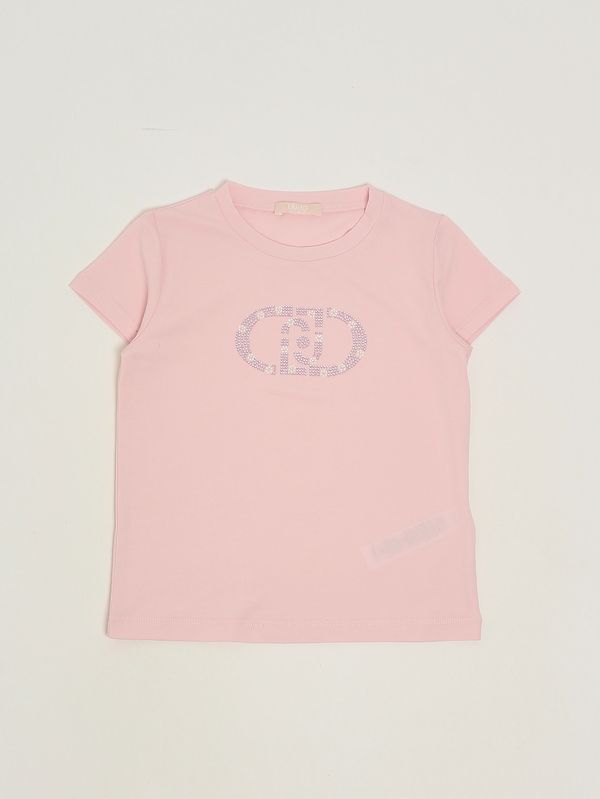 T-shirt fille en coton stretch Rose clair Liu Jo