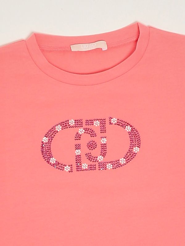 3. Camiseta de niña de algodón elástico. Rosa Liu Jo ka6017js003