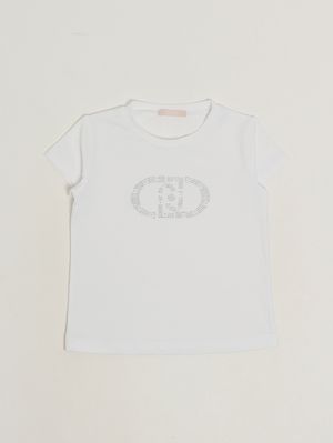 1. Mädchen-T-Shirt aus Stretch-Baumwolle Weiß