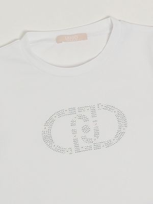 3. Mädchen-T-Shirt aus Stretch-Baumwolle Weiß