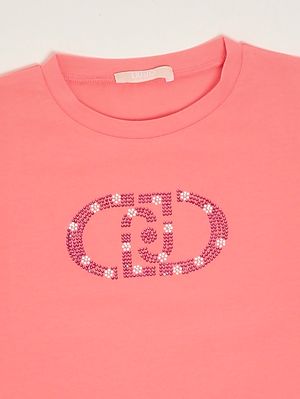 3. Camiseta de niña de algodón elástico. Rosa