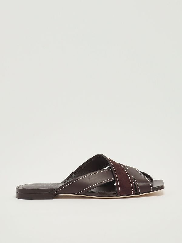 1. Sandalo donna 99L in pelle liscia e suede Marrone Bruciato Tod's xxw99l0jy50v1s