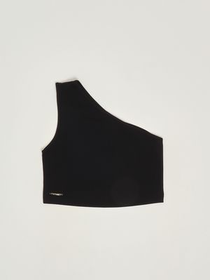 1. Mädchen-Top aus Stretch-Baumwolle Schwarz
