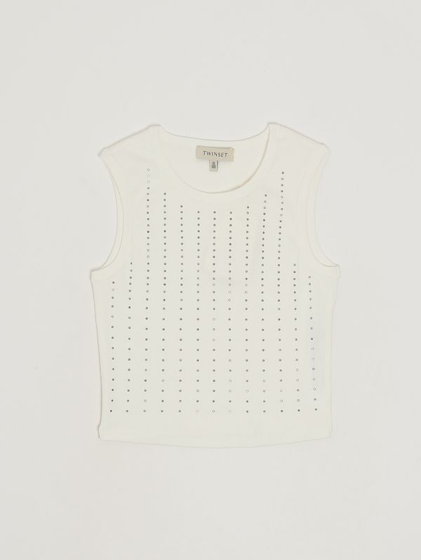 Camiseta de tirantes para niña de algodón elástico. Blanco Twinset