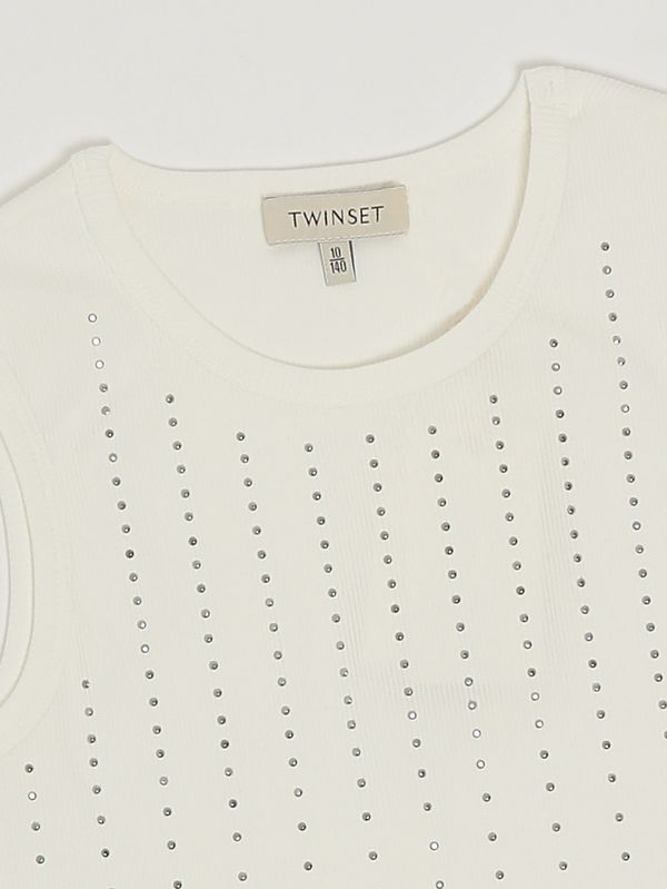 3. Mädchen-Tanktop aus Stretch-Baumwolle Weiß Twinset 261gj2240