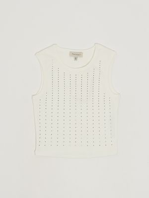 1. Camiseta de tirantes para niña de algodón elástico. Blanco