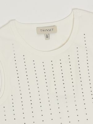 3. Camiseta de tirantes para niña de algodón elástico. Blanco