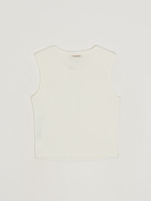2. Camiseta de tirantes para niña de algodón elástico. Blanco