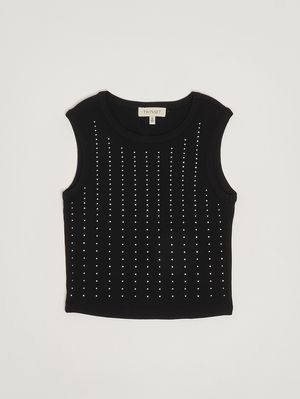 1. Camiseta de tirantes para niña de algodón elástico. Negro