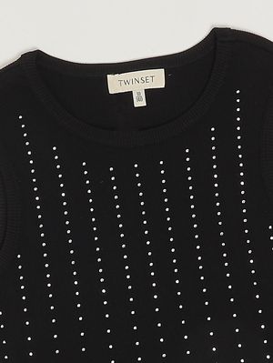 3. Camiseta de tirantes para niña de algodón elástico. Negro