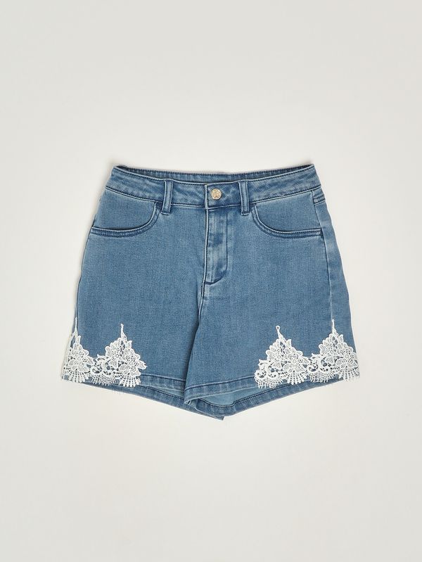 1. Mädchen-Shorts aus Baumwollmischung Mittlerer Denim Twinset 261gj2081