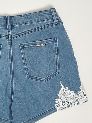3. Mädchen-Shorts aus Baumwollmischung Mittlerer Denim