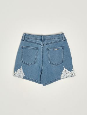 2. Mädchen-Shorts aus Baumwollmischung Mittlerer Denim