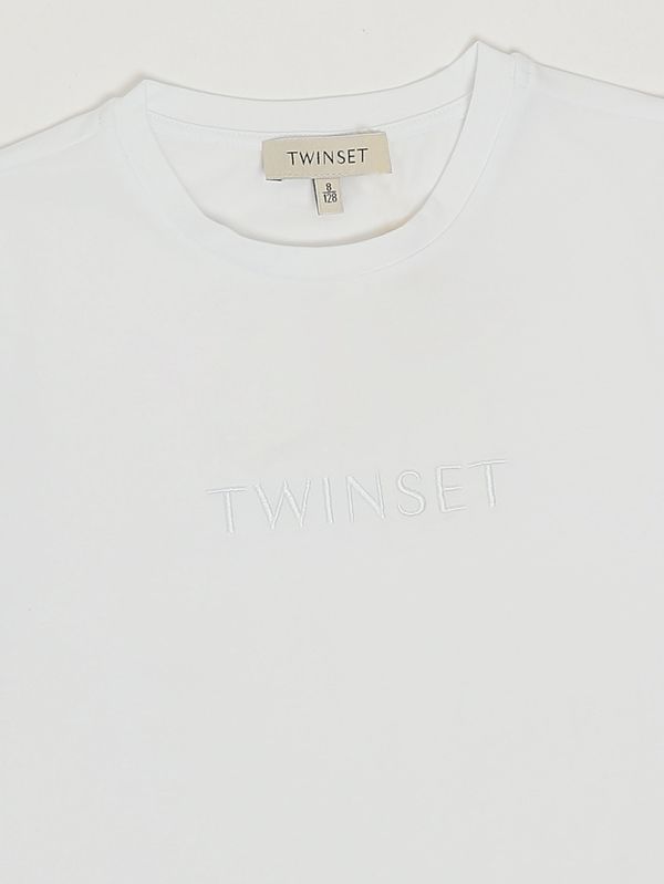 3. T-shirt bambina in cotone stretch Bianco Twinset 261gj2252