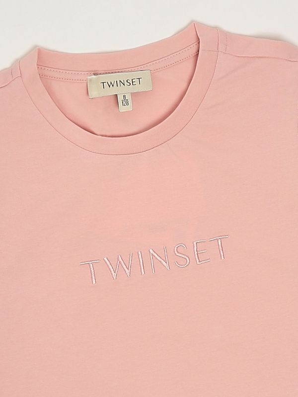 3. T-shirt bambina in cotone stretch Fucsia Twinset 261gj2252