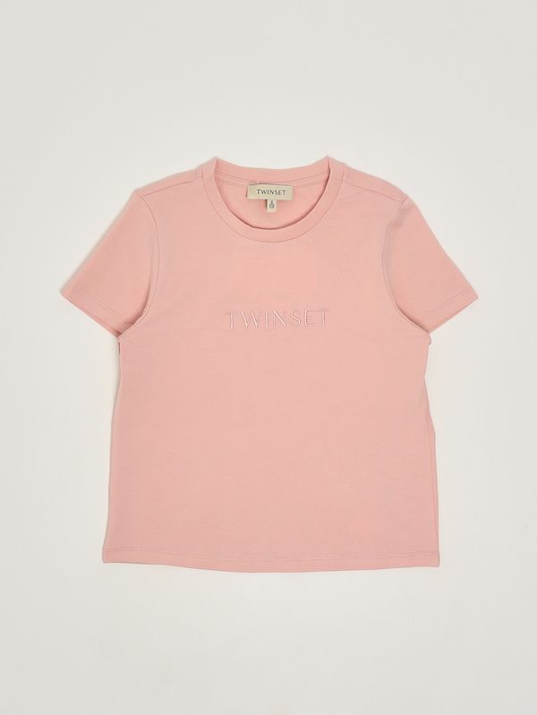 1. T-shirt bambina in cotone stretch Fucsia Twinset 261gj2252
