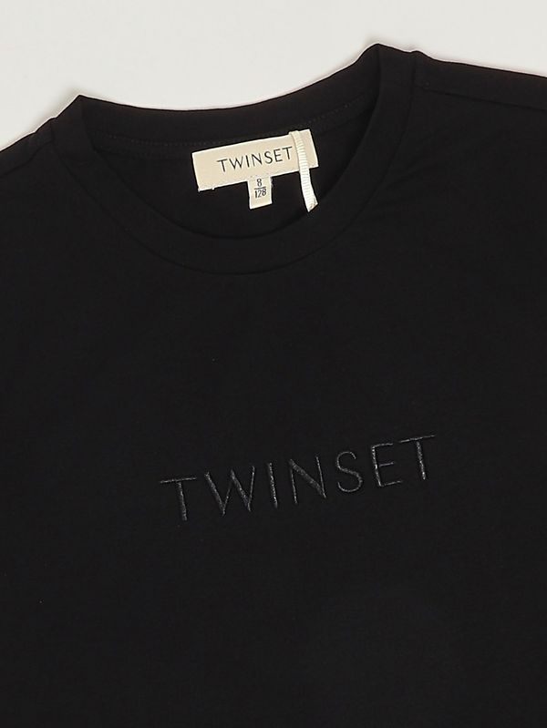 3. T-shirt bambina in cotone stretch Nero Twinset 261gj2252