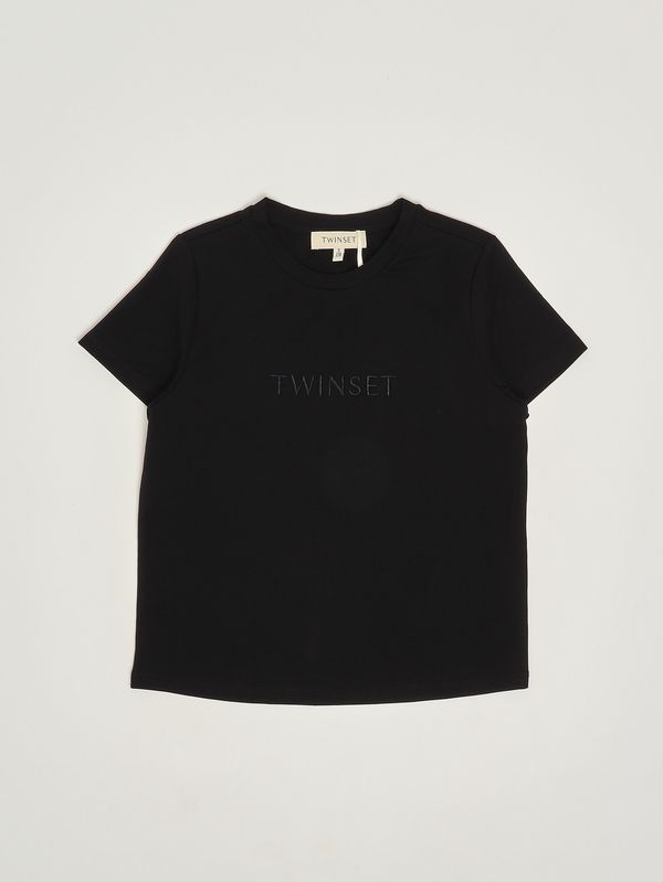 1. T-shirt bambina in cotone stretch Nero Twinset 261gj2252
