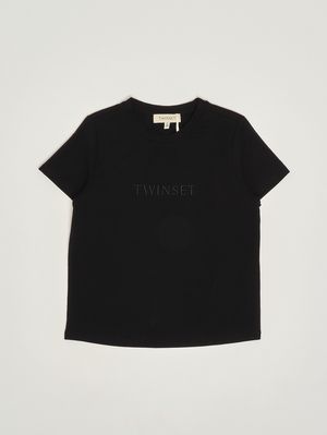 1. T-shirt bambina in cotone stretch Nero