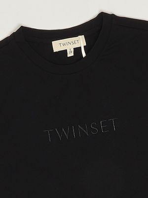 3. T-shirt bambina in cotone stretch Nero