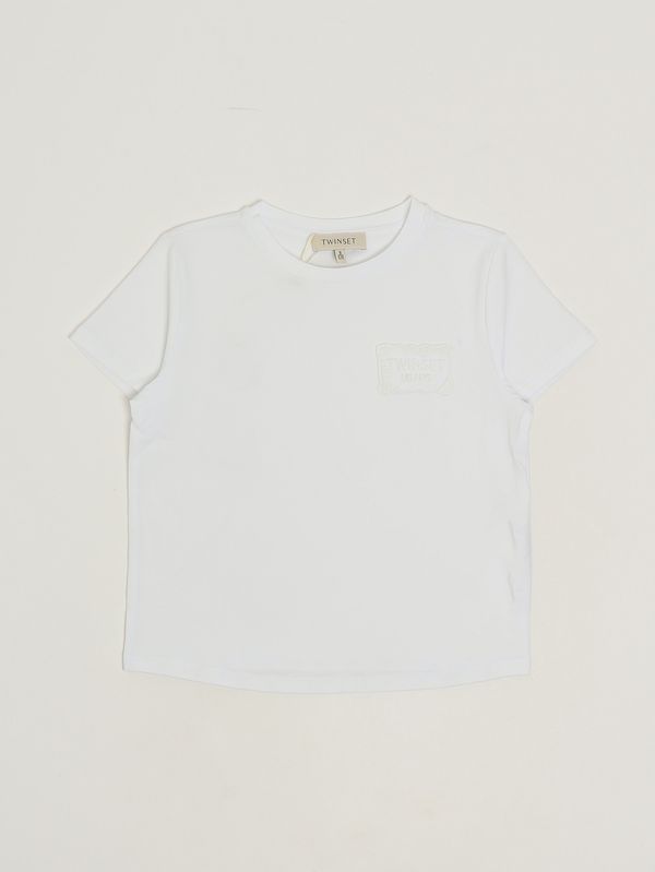 1. T-shirt fille en coton stretch Blanc Twinset 261gj2091
