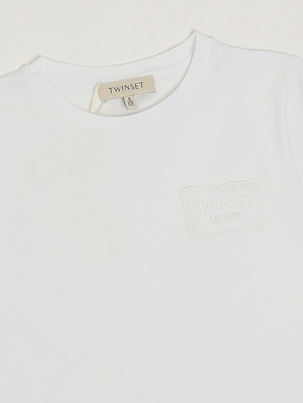 3. T-shirt fille en coton stretch Blanc Twinset 261gj2091