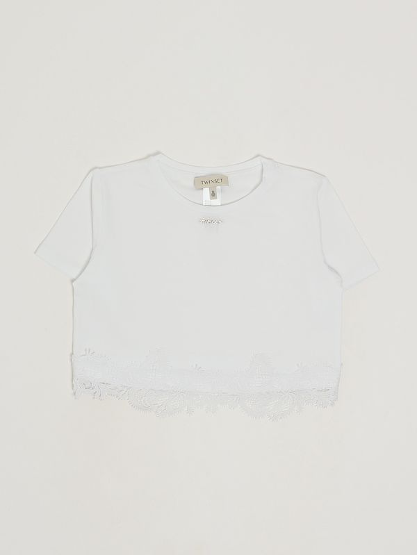 1. T-shirt fille en coton stretch Blanc Twinset 261gj2090