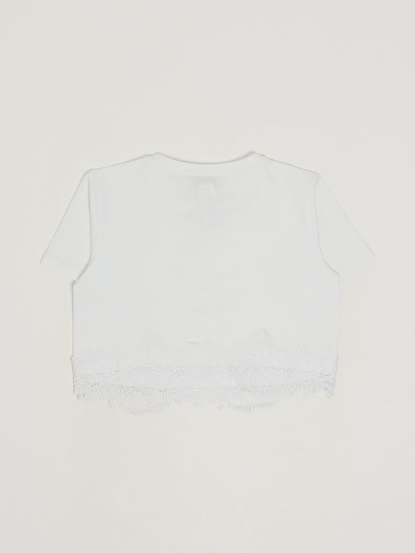2. T-shirt fille en coton stretch Blanc Twinset 261gj2090