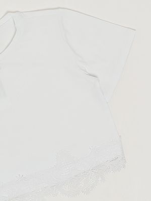 3. T-shirt fille en coton stretch Blanc