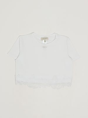 1. T-shirt fille en coton stretch Blanc