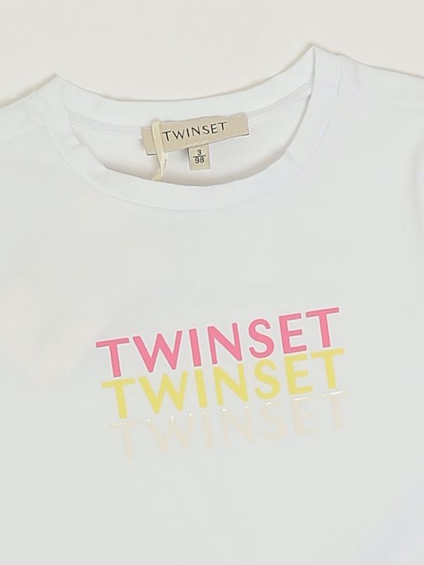 3. T-shirt bambina in cotone stretch Bianco Twinset 261gb2180