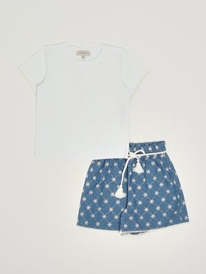 1. Mädchen-Set aus Stretch-Baumwolle Denim