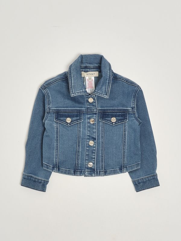 1. Mädchenjacke aus Baumwollmischung Mittlerer Denim Twinset 261gb2030