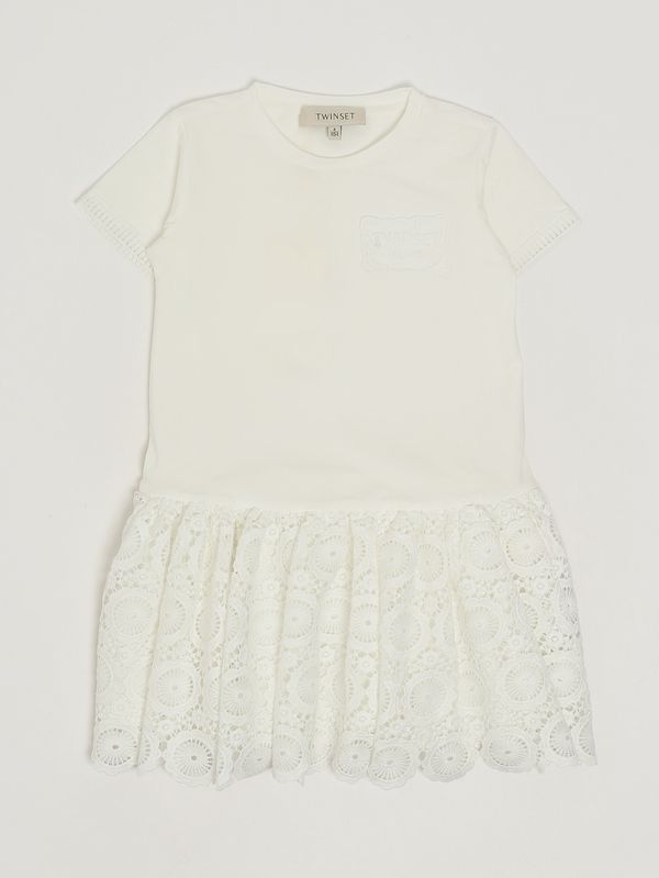 1. Abito bambina in cotone stretch Bianco Twinset 261gb2012
