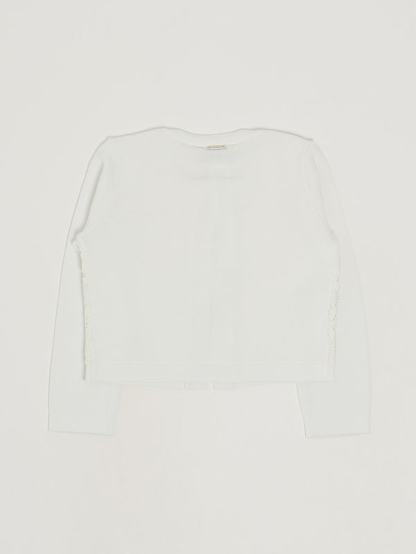 2. Cardigan bambina con ricami Bianco Twinset 261gb3051