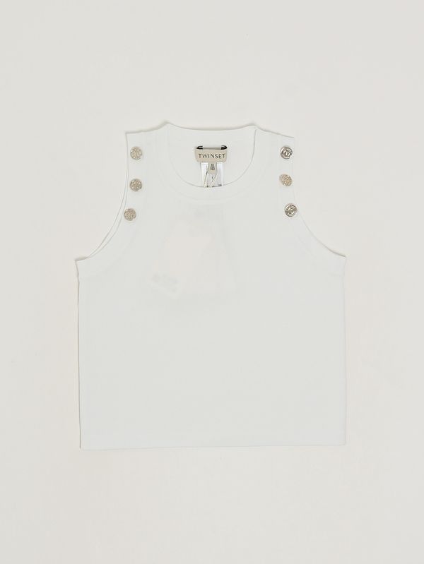 Camiseta de tirantes para niña en mezcla de viscosa Blanco Twinset