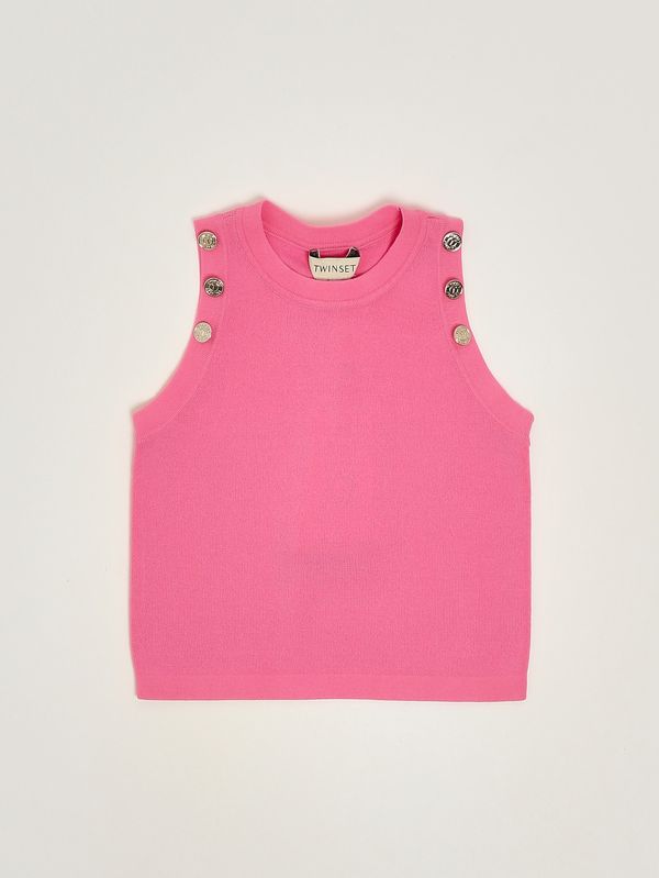 Camiseta de tirantes para niña en mezcla de viscosa Fucsia Twinset