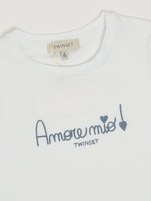 3. Mädchen-T-Shirt aus Stretch-Baumwolle Weiß-Blau