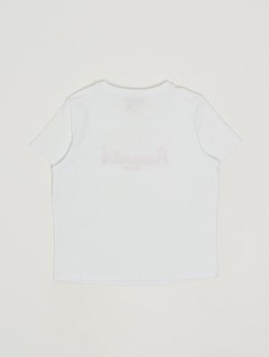 2. Mädchen-T-Shirt aus Stretch-Baumwolle Weiß-Fuchsia