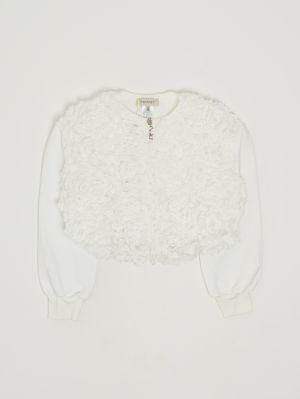 1. Mädchenjacke aus Stretch-Baumwolle Weiß