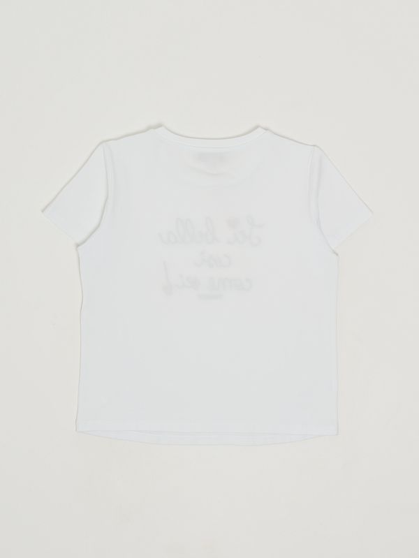 2. T-shirt bambina in cotone stretch Bianco-Marrone Twinset 261gj2251