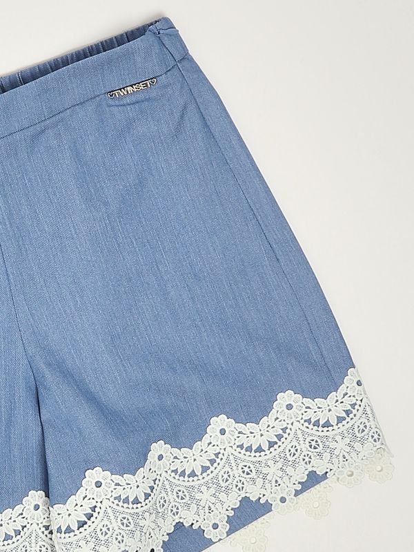 3. Shorts fille en viscose mélangée Bleu Twinset 261gj2q12